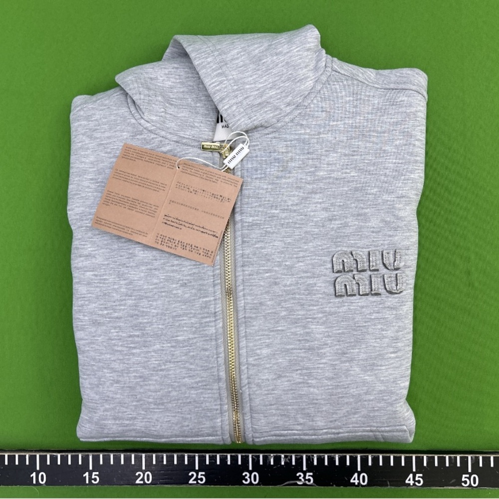 Miu Miu Light Gray Zip-Up Men's Sweater